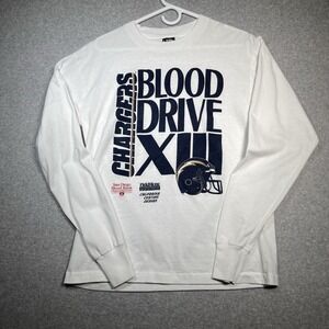 VTG 90s San Diego Chargers Blood Drive XIII NFL‎ T-Shirt L USA LS White